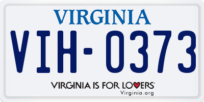 VA license plate VIH0373