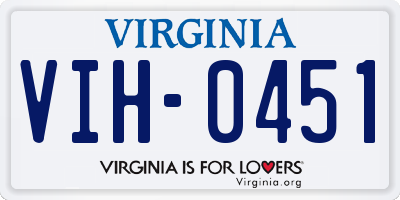 VA license plate VIH0451