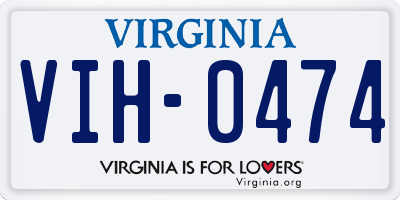 VA license plate VIH0474