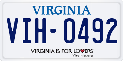 VA license plate VIH0492