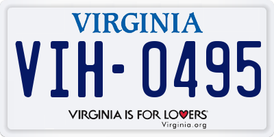 VA license plate VIH0495