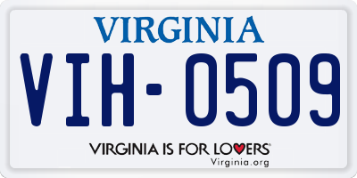 VA license plate VIH0509