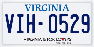 VA license plate VIH0529