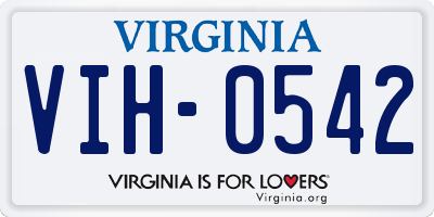 VA license plate VIH0542