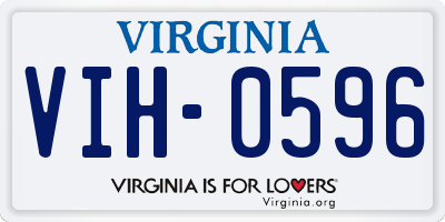 VA license plate VIH0596