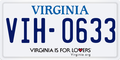 VA license plate VIH0633