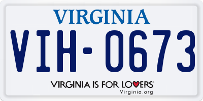 VA license plate VIH0673
