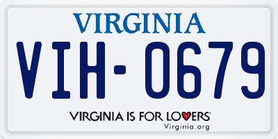 VA license plate VIH0679