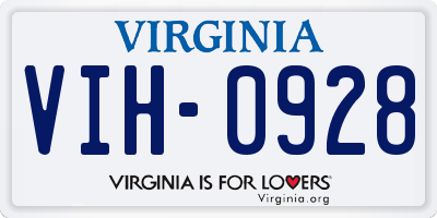 VA license plate VIH0928
