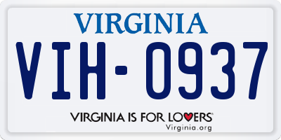 VA license plate VIH0937