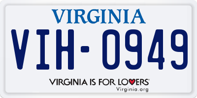 VA license plate VIH0949