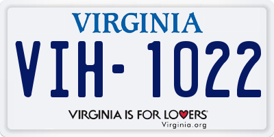 VA license plate VIH1022