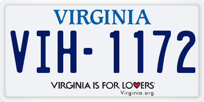 VA license plate VIH1172