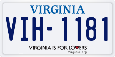 VA license plate VIH1181