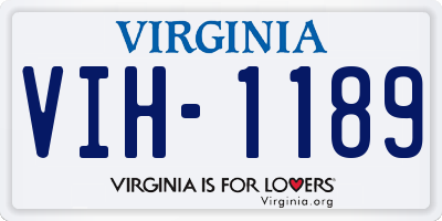 VA license plate VIH1189