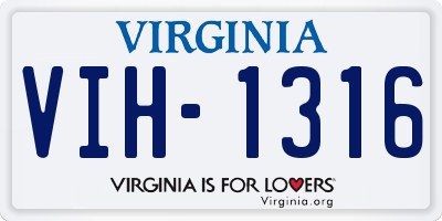 VA license plate VIH1316
