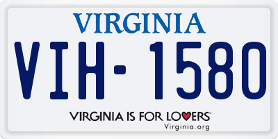 VA license plate VIH1580