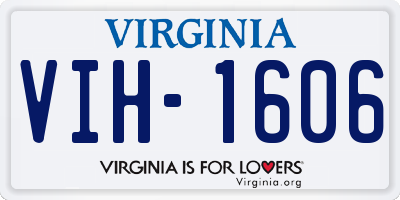 VA license plate VIH1606
