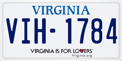 VA license plate VIH1784