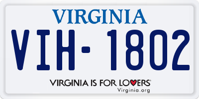 VA license plate VIH1802