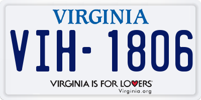 VA license plate VIH1806