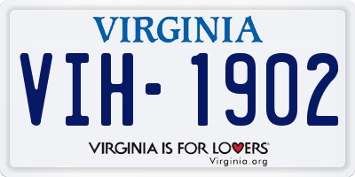 VA license plate VIH1902