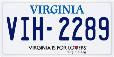 VA license plate VIH2289