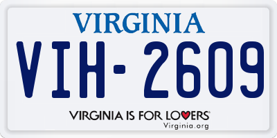 VA license plate VIH2609