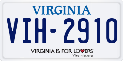 VA license plate VIH2910