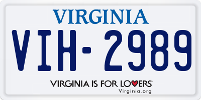 VA license plate VIH2989