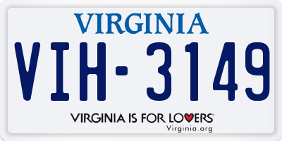 VA license plate VIH3149