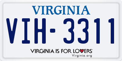 VA license plate VIH3311
