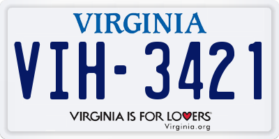 VA license plate VIH3421