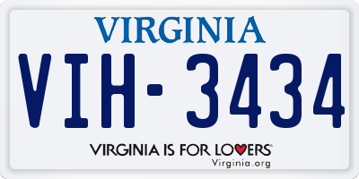 VA license plate VIH3434