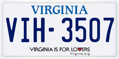 VA license plate VIH3507