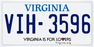 VA license plate VIH3596