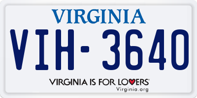 VA license plate VIH3640