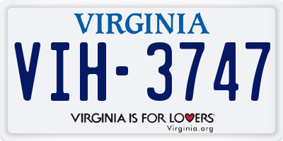 VA license plate VIH3747