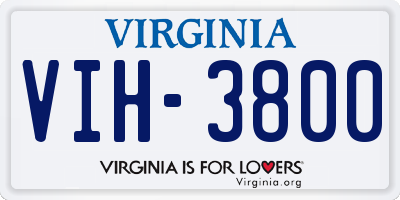 VA license plate VIH3800