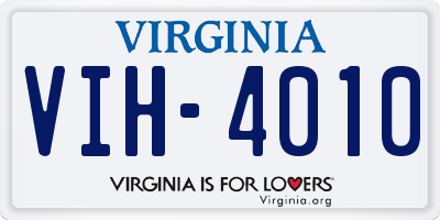 VA license plate VIH4010