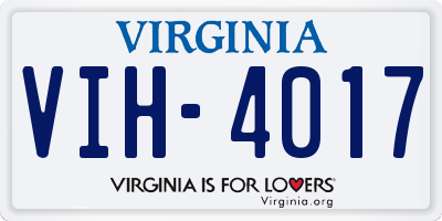 VA license plate VIH4017