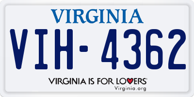 VA license plate VIH4362