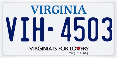 VA license plate VIH4503