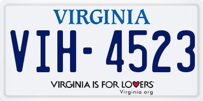 VA license plate VIH4523