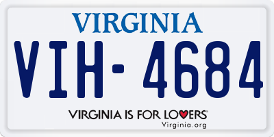 VA license plate VIH4684