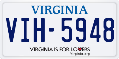 VA license plate VIH5948