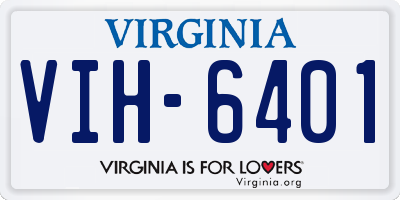 VA license plate VIH6401