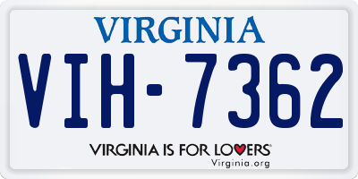 VA license plate VIH7362