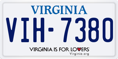 VA license plate VIH7380