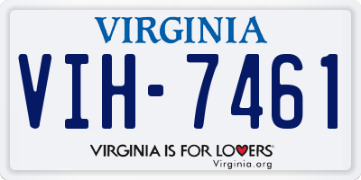 VA license plate VIH7461
